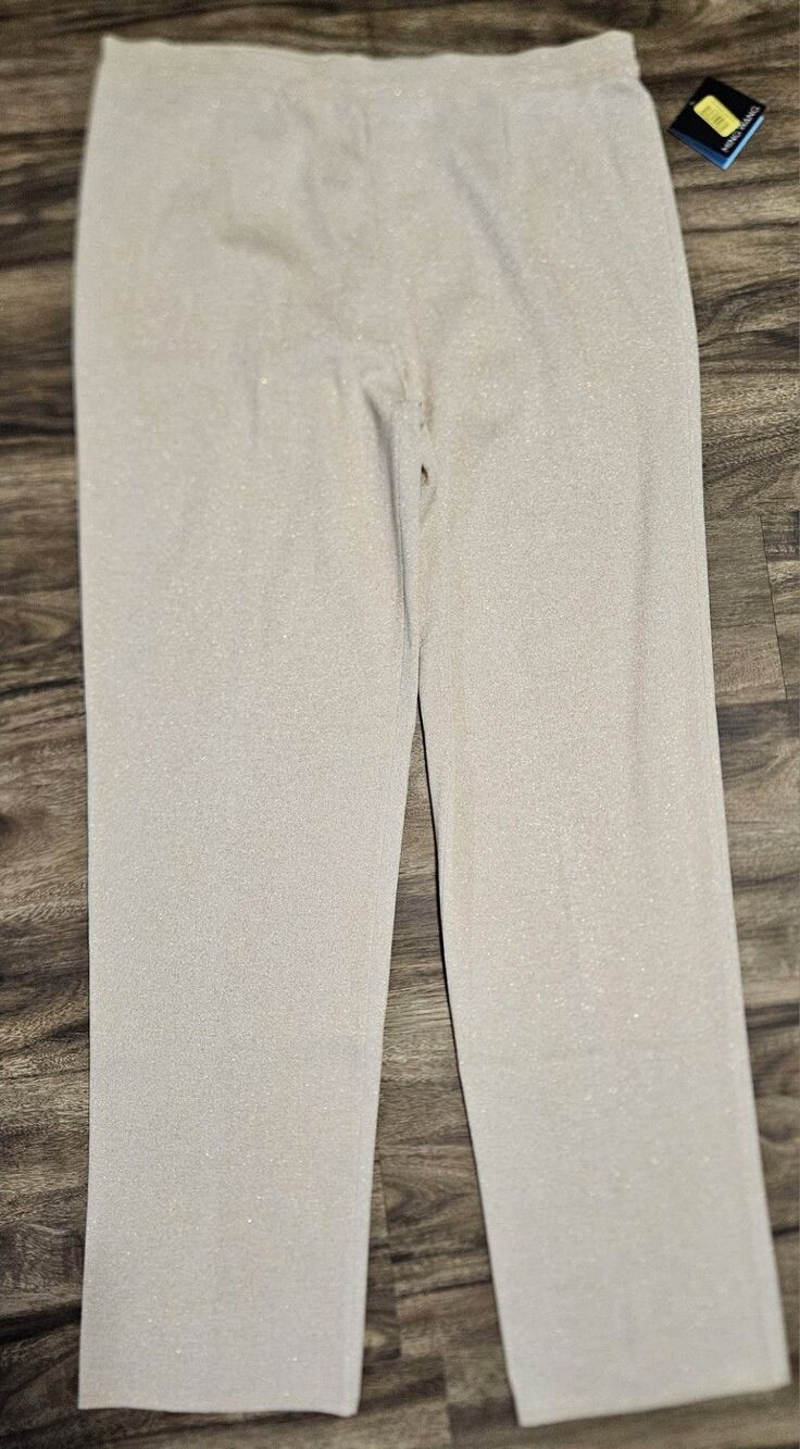 $180 NWT Ming Wang Women's XL Cream & Gold Sparkle Pull On Dress Pants